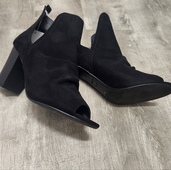 Women's Slip-On Open Toe Peep Toe Ankle Boots Suede Black - Size 8.5 *NWT* - Picture 3 of 9